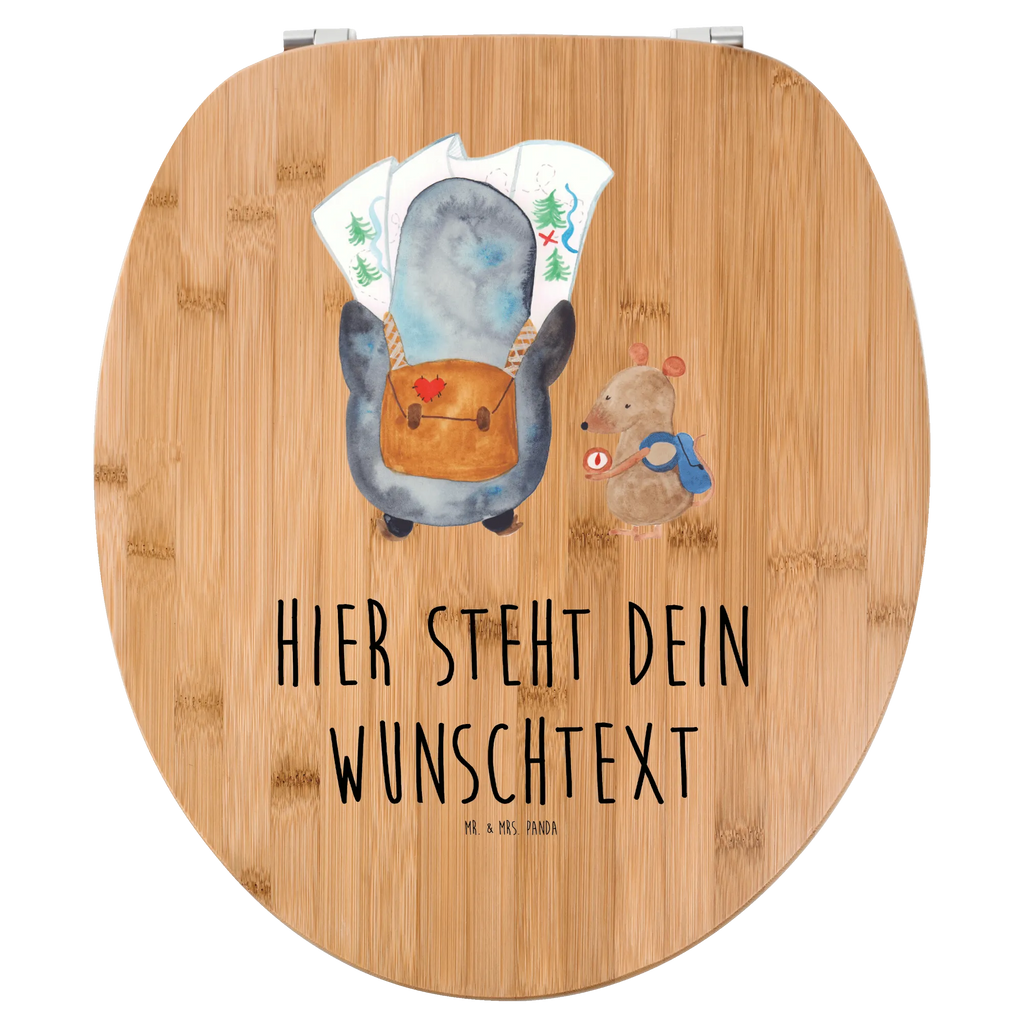 Personalisierter WC Sitz Motiv Pinguin & Maus Wanderer Personalisierte Klobrille, Personalisierter Klodeckel, Personalisierter Toilettendeckel, Personalisierter WC-Sitz, Toilettendeckel mit Namen, WC Sitz mit Namen, Pinguin, Pinguine, Abenteurer, Abenteuer, Roadtrip, Ausflug, Wanderlust, wandern