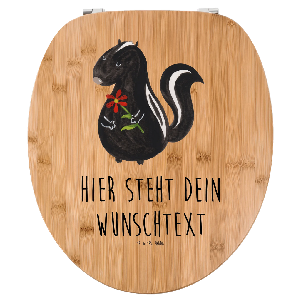 Personalisierter WC Sitz Motiv Stinktier Blume Personalisierte Klobrille, Personalisierter Klodeckel, Personalisierter Toilettendeckel, Personalisierter WC-Sitz, Toilettendeckel mit Namen, WC Sitz mit Namen, Stinktier, Skunk, Wildtier, Raubtier, Stinker, Stinki, Tagträumer, verträumt, Dreams, Träume