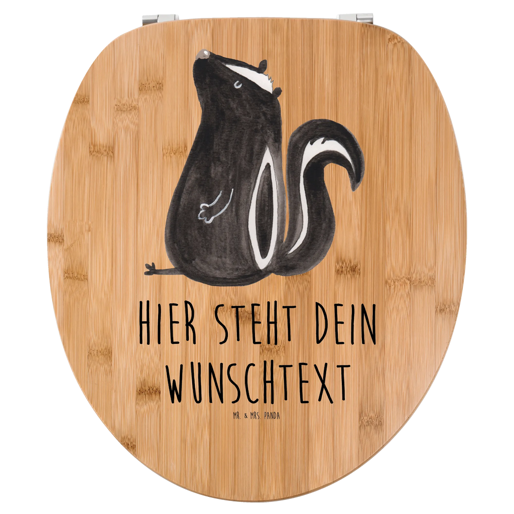 Personalisierter WC Sitz Motiv Stinktier sitzend Personalisierte Klobrille, Personalisierter Klodeckel, Personalisierter Toilettendeckel, Personalisierter WC-Sitz, Toilettendeckel mit Namen, WC Sitz mit Namen, Stinktier, Skunk, Wildtier, Raubtier, Stinker, Stinki, Spruch, Büro, Recht, Besserwisser