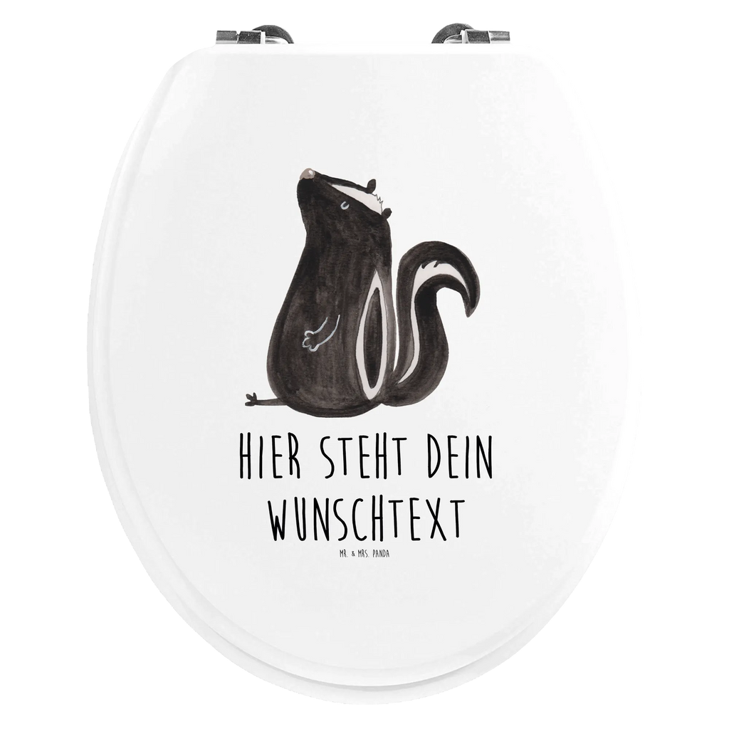 Personalisierter WC Sitz Motiv Stinktier sitzend Personalisierte Klobrille, Personalisierter Klodeckel, Personalisierter Toilettendeckel, Personalisierter WC-Sitz, Toilettendeckel mit Namen, WC Sitz mit Namen, Stinktier, Skunk, Wildtier, Raubtier, Stinker, Stinki, Spruch, Büro, Recht, Besserwisser