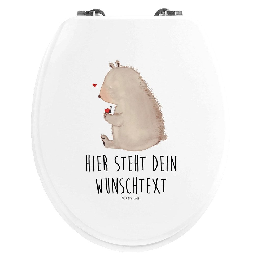 Personalisierter WC Sitz Motiv Bär mit Marienkäfer Personalisierte Klobrille, Personalisierter Klodeckel, Personalisierter Toilettendeckel, Personalisierter WC-Sitz, Toilettendeckel mit Namen, WC Sitz mit Namen, Bär, Teddy, Teddybär, Marienkäfer, Liebe, Freiheit, Motivation, Das Leben ist schön