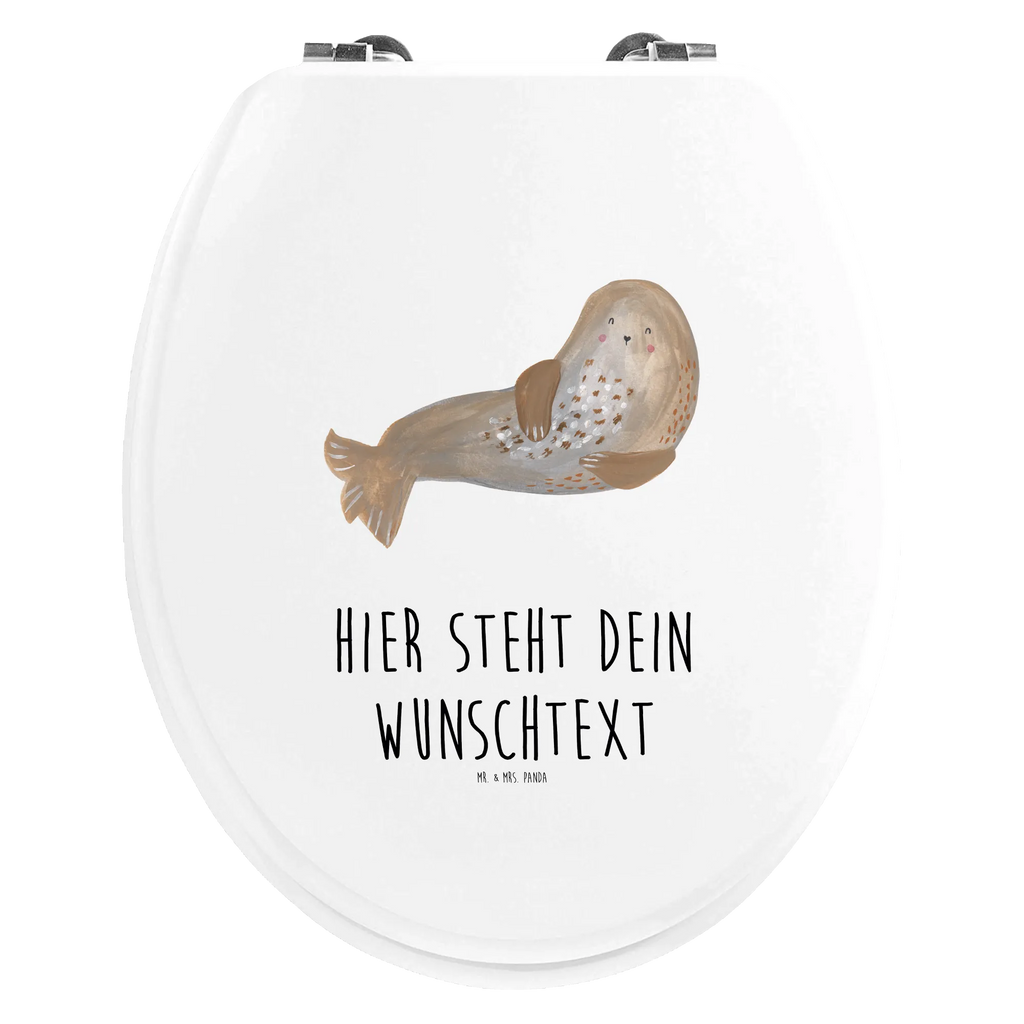 Personalisierter WC Sitz Motiv Robbe lachend Personalisierte Klobrille, Personalisierter Klodeckel, Personalisierter Toilettendeckel, Personalisierter WC-Sitz, Toilettendeckel mit Namen, WC Sitz mit Namen, Tiermotive, Gute Laune, lustige Sprüche, Tiere, Robbe, Robben, Seehund, Strand, Meerestier, Ostsee, Nordsee