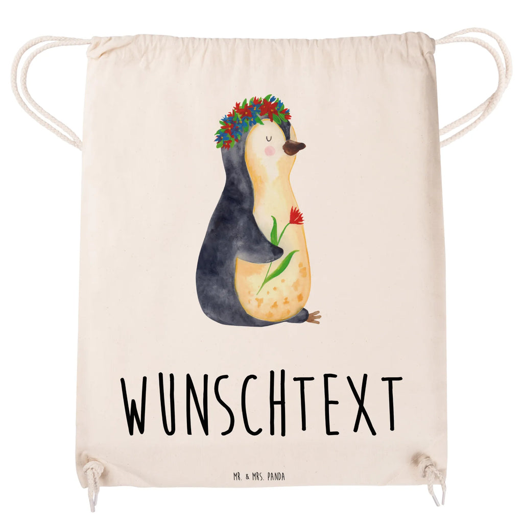 Personalisierter Sportbeutel Pinguin Blumenkranz Personalisierter Sportbeutel, Personalisierter Beutel, Personalisierte Sporttasche, Personalisierter Tasche, Personalisierter Stoffbeutel, Personalisierter Sportbeutel Kinder, Sportbeutel mit Namen, Turnbeutel mit Namen, Beutel mit Namen, Sporttasche mit Namen, Tasche mit Namen, Stoffbeutel mit Namen, Sportbeutel Kinder mit Namen, Wunschtext, Wunschnamen, Personalisierbar, Personalisierung, Pinguin, Pinguine, Blumenkranz, Universum, Leben, Wünsche, Ziele, Lebensziele, Motivation, Lebenslust, Liebeskummer, Geschenkidee