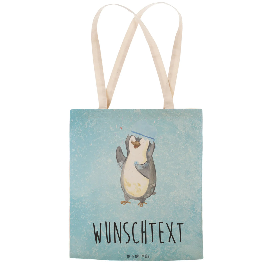 Personalisierte Einkaufstasche Pinguin duscht Personalisierte Tragetasche, Personalisierte Tasche, Personalisierter Beutel, Personalisierte Stofftasche, Personalisierte Baumwolltasche, Personalisierte Umhängetasche, Personalisierter Shopper, Personalisierte Einkaufstasche, Personalisierte Beuteltasche, Tragetasche mit Namen, Tasche mit Namen, Beutel mit Namen, Stofftasche mit Namen, Baumwolltasche mit Namen, Umhängetasche mit Namen, Shopper mit Namen, Einkaufstasche mit Namen, Beuteltasche, Wunschtext, Wunschnamen, Personalisierbar, Personalisierung, Pinguin, Pinguine, Dusche, duschen, Lebensmotto, Motivation, Neustart, Neuanfang, glücklich sein