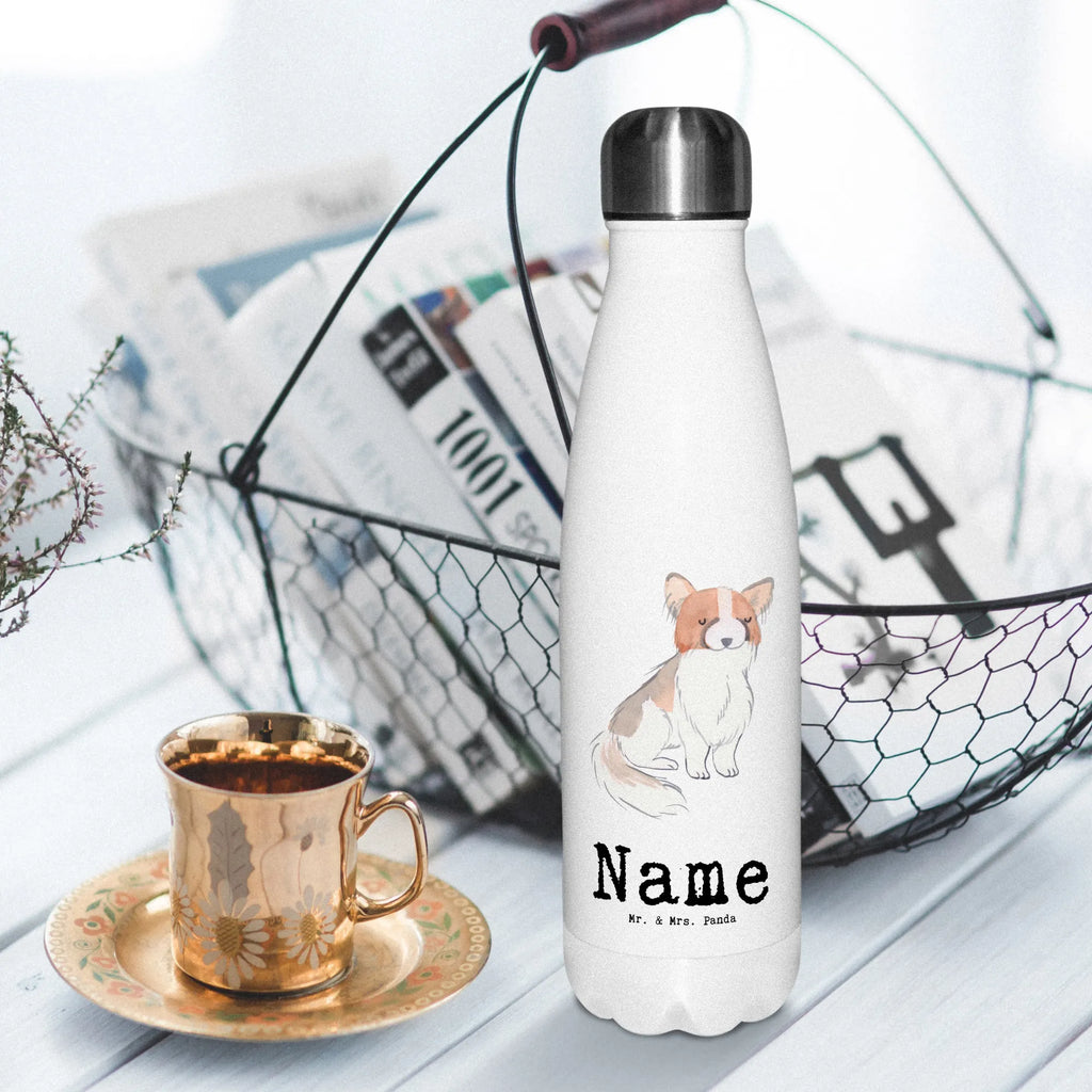 Personalisierte Thermosflasche Papillon Lebensretter Personalisierte Isolierflasche, Personalisierte Thermoflasche, Personalisierte Trinkflasche, Trinkflasche Mit Namen, Wunschname, Bedrucken, Namensflasche, Hund, Hunderasse, Rassehund, Hundebesitzer, Geschenk, Tierfreund, Schenken, Welpe, Kontinentaler Zwergspaniel, Papillon