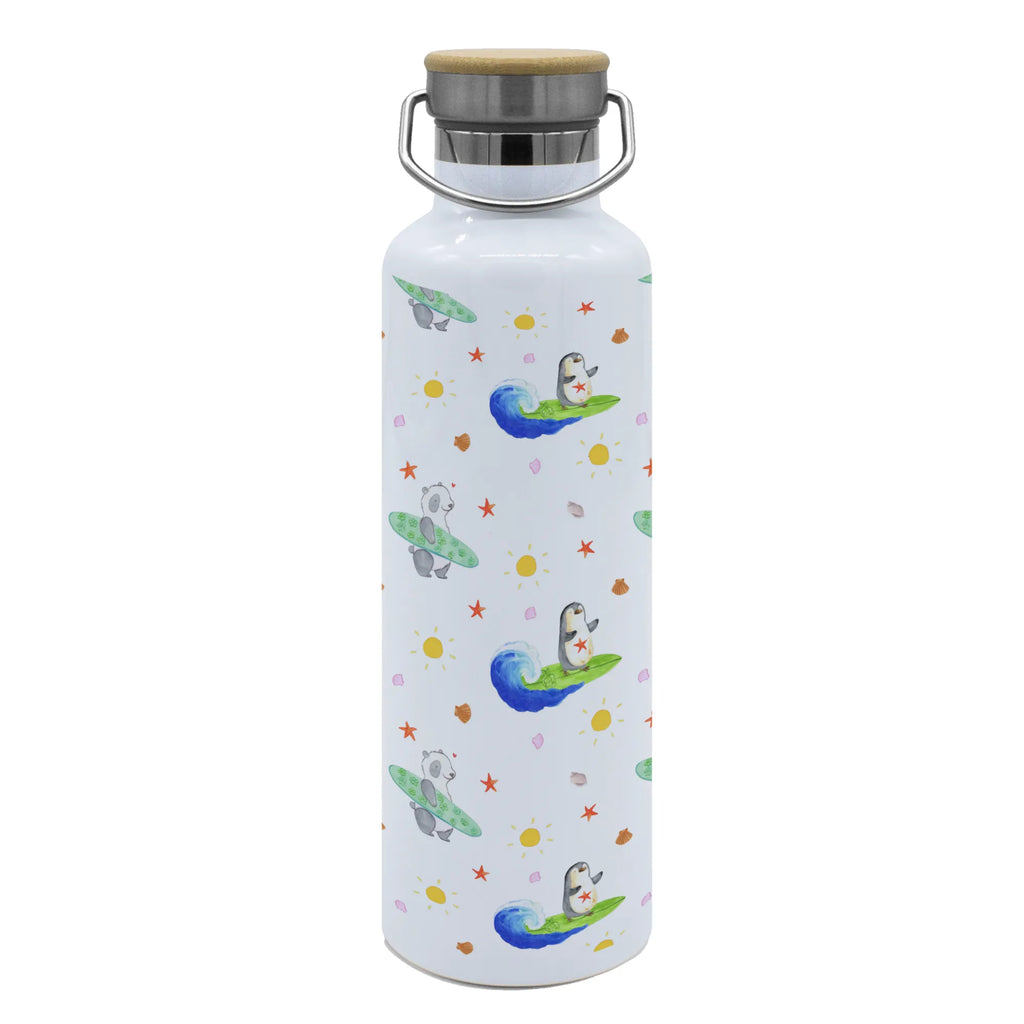 Drinks bottle Penguin surfer Thermosflasche, Isolierflasche, Edelstahl, Trinkflasche, isoliert, Wamrhaltefunktion, Sportflasche, Flasche zum Sport, Sportlerflasche, Pinguin, Pinguine, surfen, Surfer, Hawaii, Urlaub, Wellen, Wellen reiten, Portugal