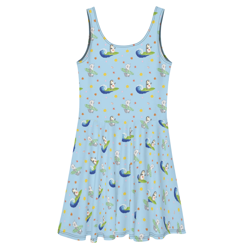 Sommerkleid Pinguin Surfer Muster Sommerkleid, Kleid, Skaterkleid, Pinguin, Pinguine, surfen, Surfer, Hawaii, Urlaub, Wellen, Wellen reiten, Portugal