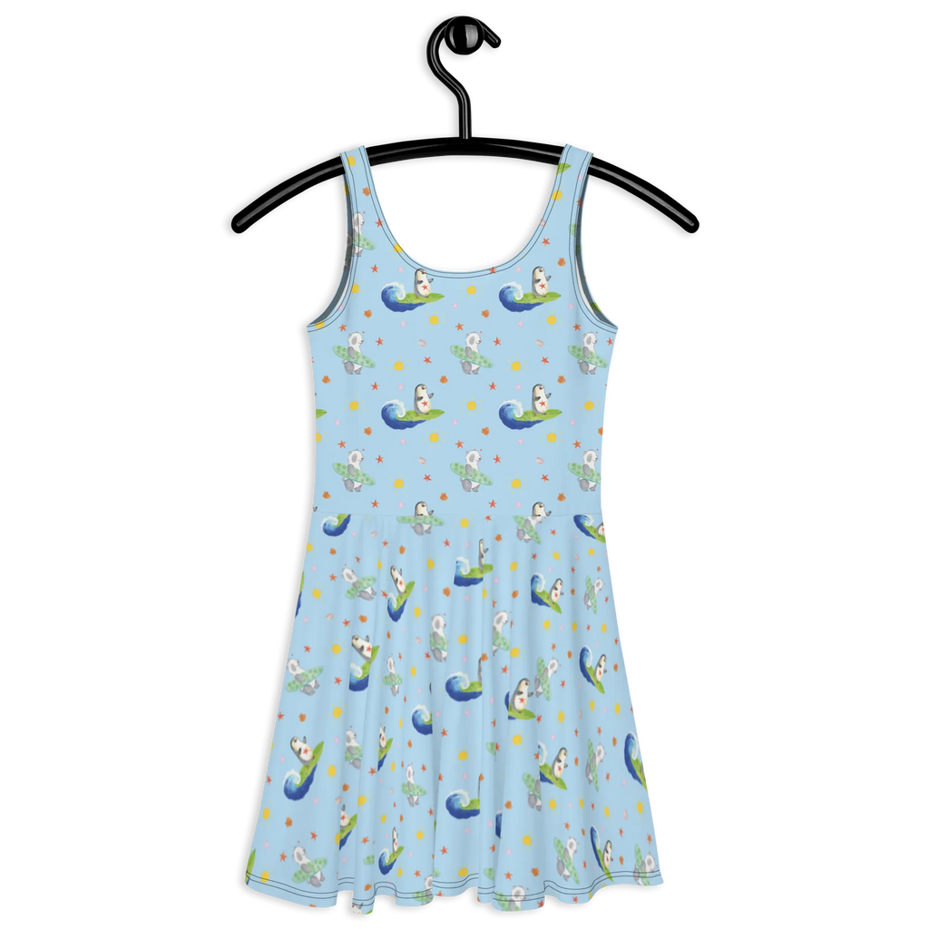 Sommerkleid Pinguin Surfer Muster Sommerkleid, Kleid, Skaterkleid, Pinguin, Pinguine, surfen, Surfer, Hawaii, Urlaub, Wellen, Wellen reiten, Portugal