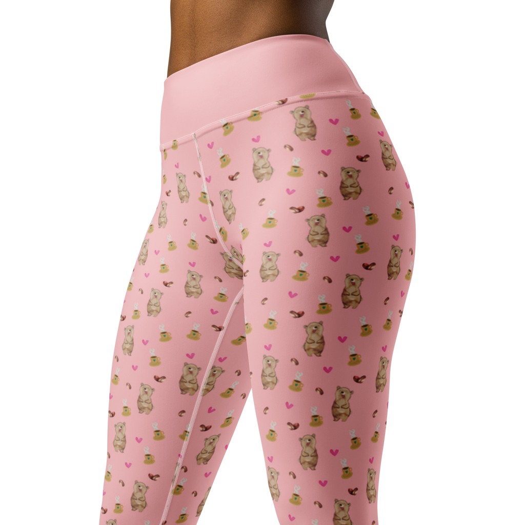 Yogahose Bär Kaffee Muster Yogapants, Yogaleggings, Yogaleggins, Yogahose Damen, Yogahose, Frauen, Yogahose Mädchen, Yogahose Kinder, Yogahose Herren, Yogahose Männer, Bär, Teddy, Teddybär, Kaffee, Coffee, Bären, guten Morgen, Morgenroutine, Welt erobern, Welt retten, Motivation