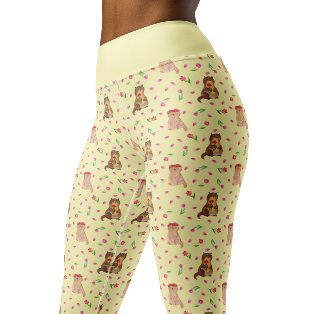 Yogahose Otter Blumenstrauß Muster Yogapants, Yogaleggings, Yogaleggins, Yogahose Damen, Yogahose, Frauen, Yogahose Mädchen, Yogahose Kinder, Yogahose Herren, Yogahose Männer, Otter, Fischotter, Seeotter, Otter Seeotter See Otter