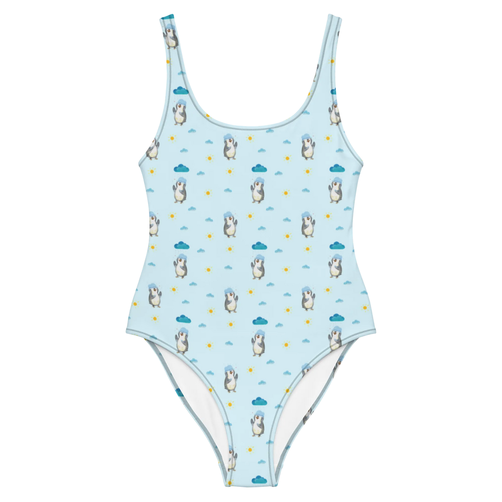 Badeanzug Pinguin Duschen Muster Badebekleidung, Bademode, Badeanzug, Swimsuit, Rückenfreier Badeanzug, Luxus-Bademode, Pinguin, Pinguine, Dusche, duschen, Lebensmotto, Motivation, Neustart, Neuanfang, glücklich sein