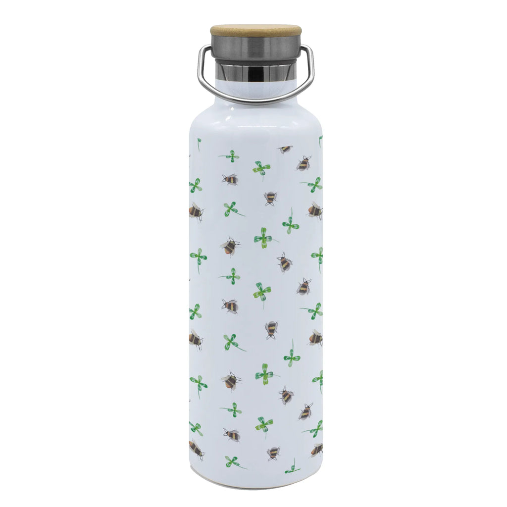 Trinkflasche Hummeln Kleeblatt Muster Thermosflasche, Isolierflasche, Edelstahl, Trinkflasche, isoliert, Wamrhaltefunktion, Sportflasche, Flasche zum Sport, Sportlerflasche, Tiermotive, Gute Laune, lustige Sprüche, Tiere, Hummel, Biene, Spruch positiv, Biene Deko, Spruch schön, glücklich sein, glücklich werden, Spruch fröhlich