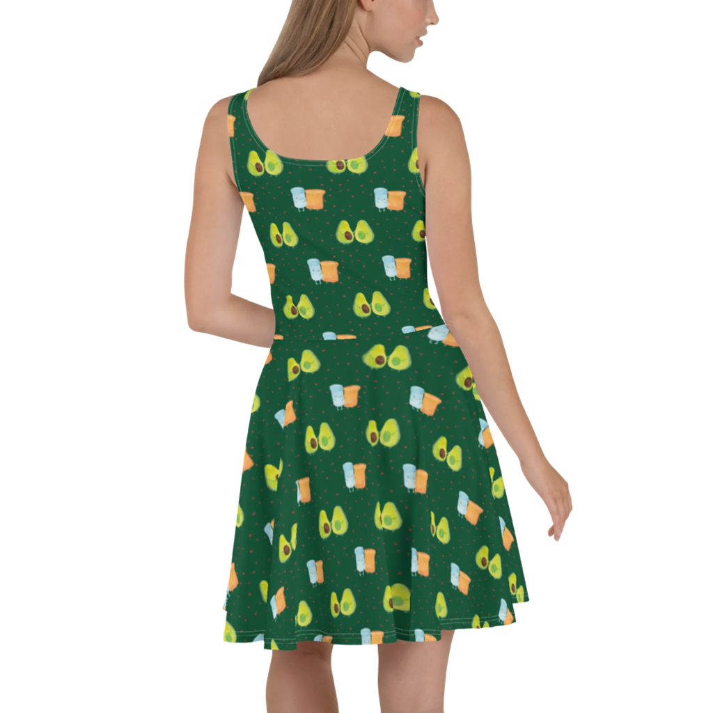 Sommerkleid Avocado Pärchen Muster Sommerkleid, Kleid, Skaterkleid, Avocado, Veggie, Vegan, Gesund, Avocuddle, Liebe, Schwangerschaft, Familie, Babyshower, Babyparty, Hochzeit, Kinder, Avocados, Geburt