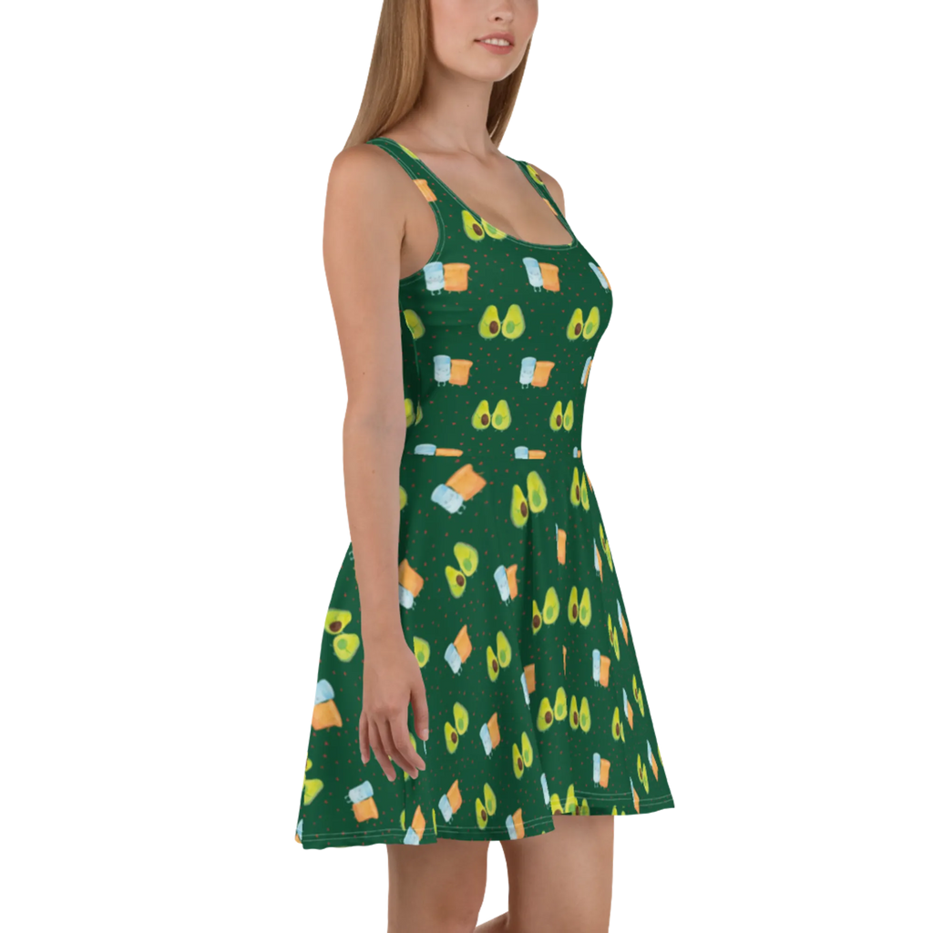 Sommerkleid Avocado Pärchen Muster Sommerkleid, Kleid, Skaterkleid, Avocado, Veggie, Vegan, Gesund, Avocuddle, Liebe, Schwangerschaft, Familie, Babyshower, Babyparty, Hochzeit, Kinder, Avocados, Geburt