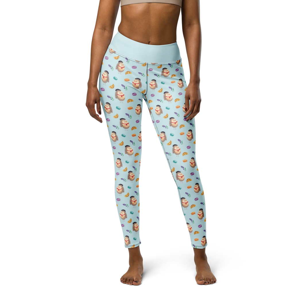 Yogahose Eule Frankreich Muster Yogapants, Yogaleggings, Yogaleggins, Yogahose Damen, Yogahose, Frauen, Yogahose Mädchen, Yogahose Kinder, Yogahose Herren, Yogahose Männer, Eule, Eulen, Eule Deko, Owl, hibou, La vie est belle, das Leben ist schön, Spruch schön, Spruch Französisch, Frankreich