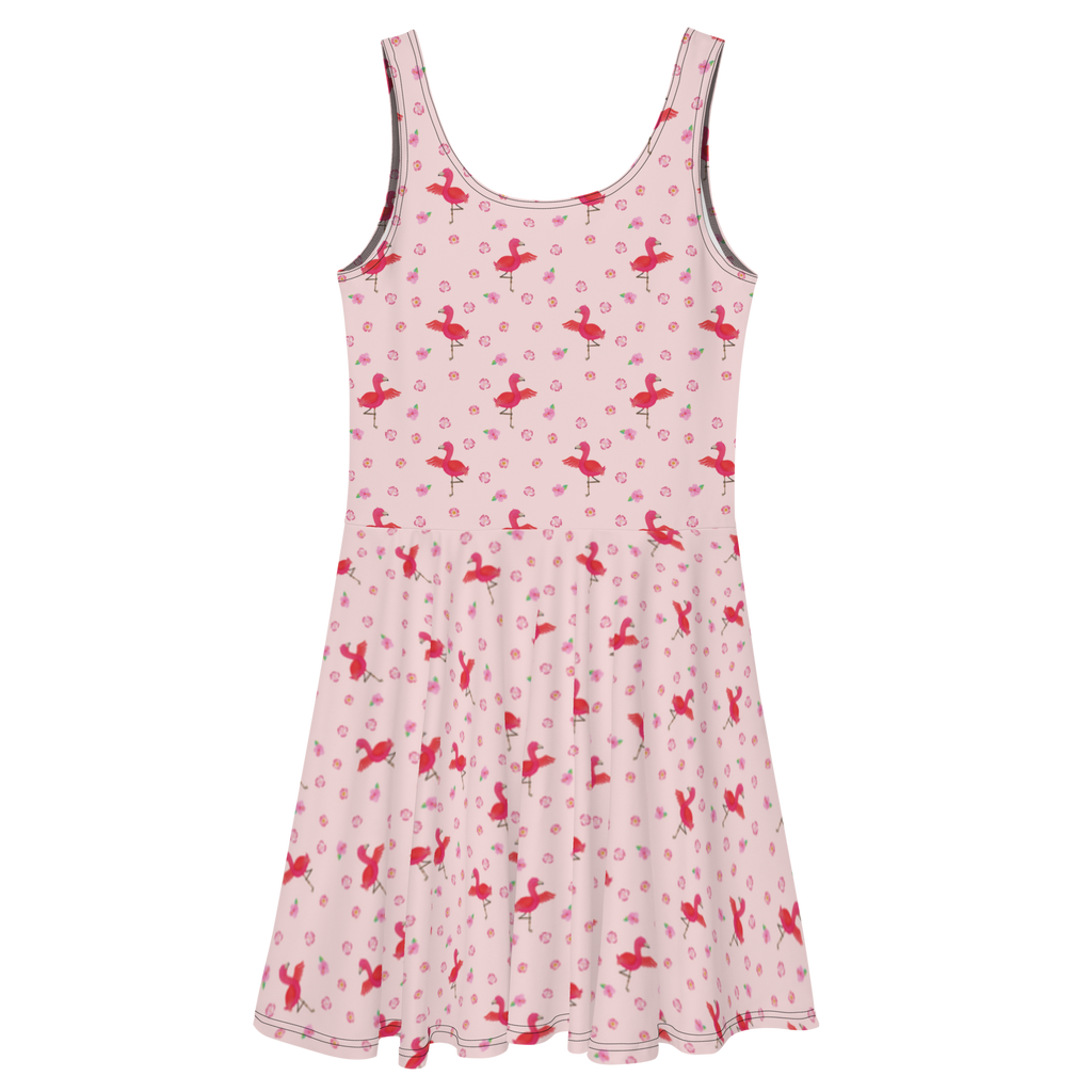 Sommerkleid Flamingo Yoga Muster Sommerkleid, Kleid, Skaterkleid, Flamingo, Vogel, Yoga, Namaste, Achtsamkeit, Yoga-Übung, Entspannung, Ärger, Aufregen, Tiefenentspannung