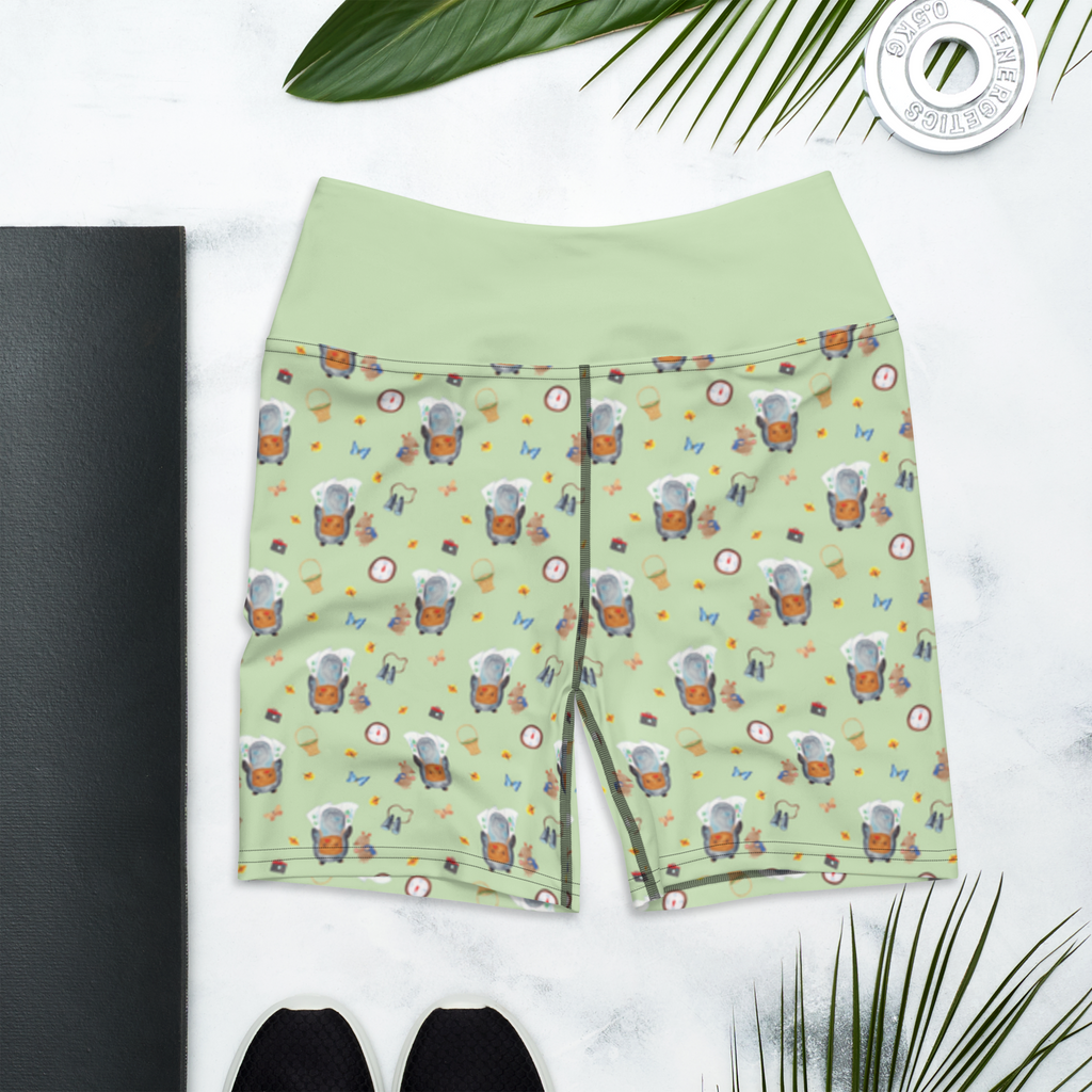 Yoga Shorts Pinguin & Maus Wanderer Muster Yoga Shorts, Yogashorts, Sporthose, Sportshorts, Fitnesshose, Sportshorts Damen, Yoga Shorts Damen, Yogabekleidung, Sportbekleidung, Pinguin, Pinguine, Abenteurer, Abenteuer, Roadtrip, Ausflug, Wanderlust, wandern