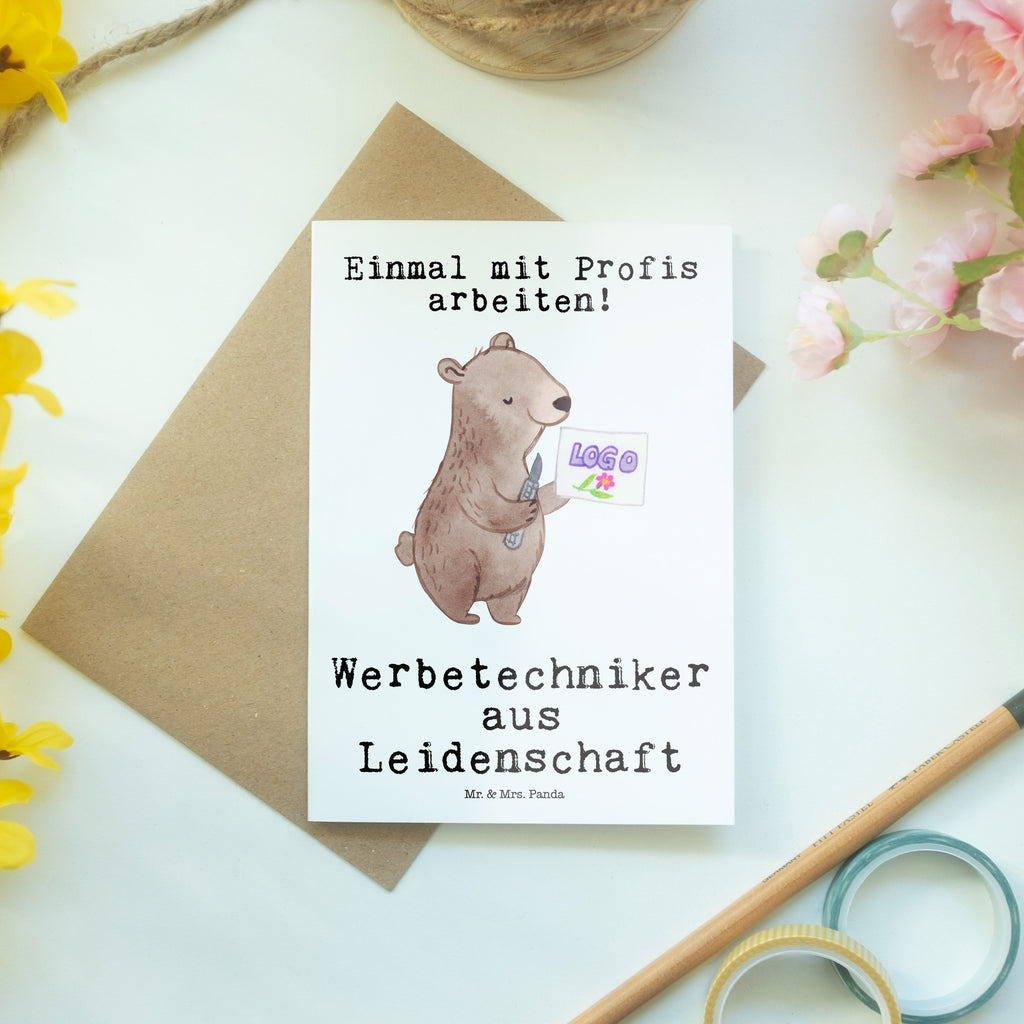 Grußkarte Werbetechniker aus Leidenschaft Grußkarte, Klappkarte, Einladungskarte, Glückwunschkarte, Hochzeitskarte, Geburtstagskarte, Karte, Ansichtskarten, Beruf, Ausbildung, Jubiläum, Abschied, Rente, Kollege, Kollegin, Geschenk, Schenken, Arbeitskollege, Mitarbeiter, Firma, Danke, Dankeschön