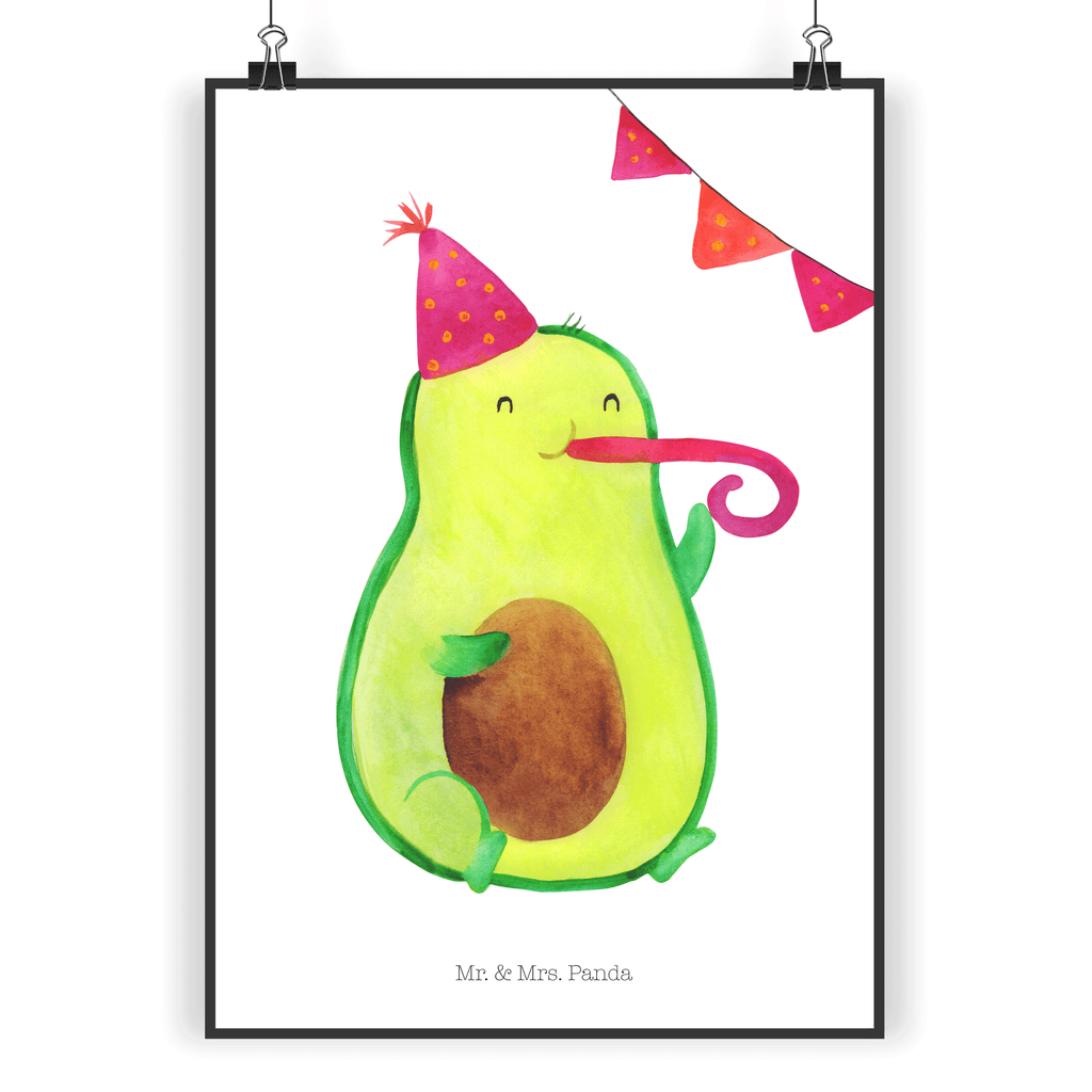 Poster Avocado Party Time Poster, Wandposter, Bild, Wanddeko, Küchenposter, Kinderposter, Wanddeko Bild, Raumdekoration, Wanddekoration, Handgemaltes Poster, Mr. & Mrs. Panda Poster, Designposter, Kunstdruck, Posterdruck, Avocado, Veggie, Vegan, Gesund