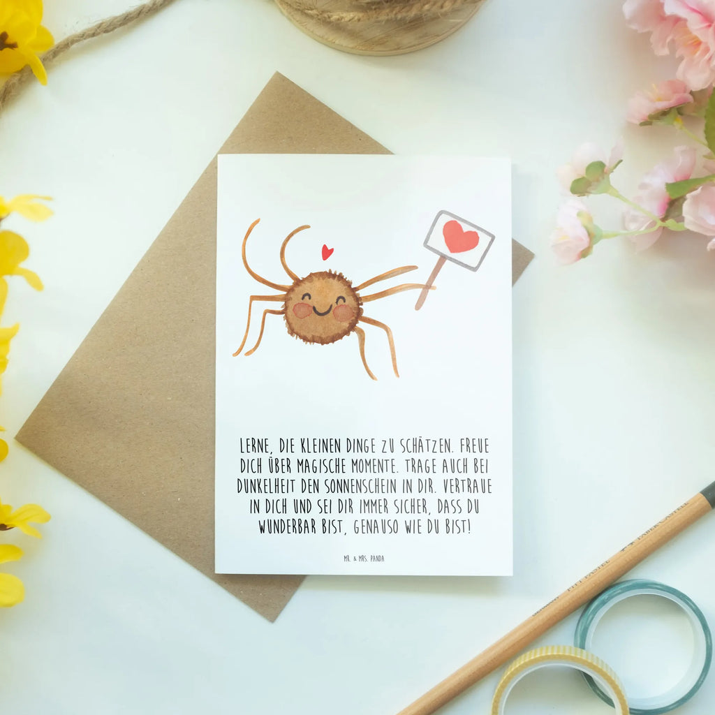 Grußkarte Spinne Agathe Motivation Grußkarte, Klappkarte, Einladungskarte, Glückwunschkarte, Hochzeitskarte, Geburtstagskarte, Karte, Ansichtskarten, Spinne Agathe, Spinne, Agathe, Videos, Merchandise, Motivation, Glück, Liebe, Vertrauen, Dankeschön