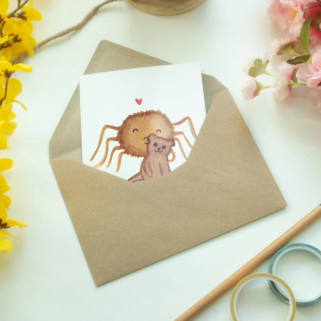 Grußkarte Spinne Agathe Teddy Grußkarte, Klappkarte, Einladungskarte, Glückwunschkarte, Hochzeitskarte, Geburtstagskarte, Karte, Ansichtskarten, Spinne Agathe, Spinne, Agathe, Videos, Merchandise, Freundschaft, Liebesgeschenk, Verliebt, Liebesbeweis, Teddy, Treue, Miteinander, Dankeschön