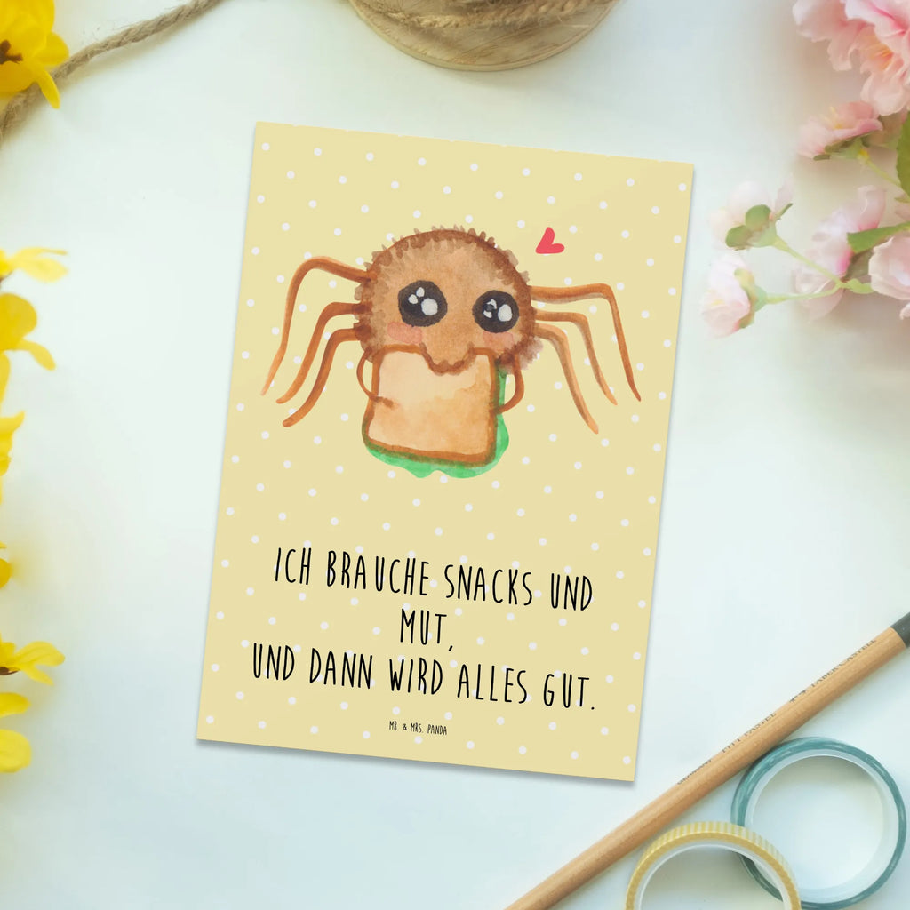 Postkarte Spinne Agathe Sandwich Postkarte, Karte, Geschenkkarte, Grußkarte, Einladung, Ansichtskarte, Geburtstagskarte, Einladungskarte, Dankeskarte, Ansichtskarten, Einladung Geburtstag, Einladungskarten Geburtstag, Spinne Agathe, Spinne, Agathe, Videos, Merchandise, Glück, Mut, Hungrig, Verfressen, Lebensfreude, Alles wird gut, Hunger