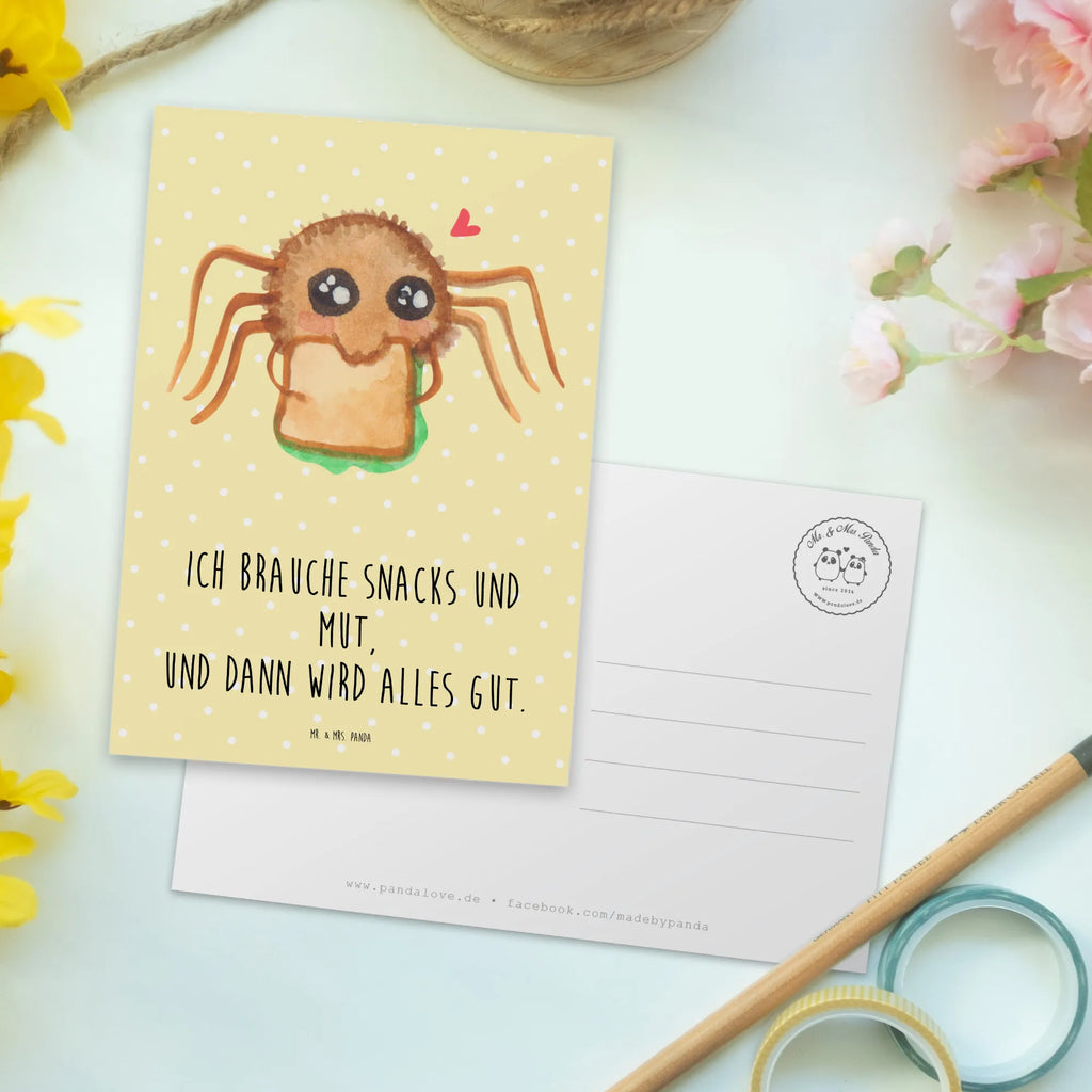 Postkarte Spinne Agathe Sandwich Postkarte, Karte, Geschenkkarte, Grußkarte, Einladung, Ansichtskarte, Geburtstagskarte, Einladungskarte, Dankeskarte, Ansichtskarten, Einladung Geburtstag, Einladungskarten Geburtstag, Spinne Agathe, Spinne, Agathe, Videos, Merchandise, Glück, Mut, Hungrig, Verfressen, Lebensfreude, Alles wird gut, Hunger