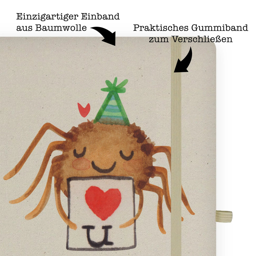 Baumwoll Notizbuch Spinne Agathe Brief Notizen, Eintragebuch, Tagebuch, Notizblock, Adressbuch, Journal, Kladde, Skizzenbuch, Notizheft, Schreibbuch, Schreibheft, Spinne Agathe, Spinne, Agathe, Videos, Merchandise, Liebesbeweis, Ich Liebe dich, Heiratsantrag, Verliebt, Liebespaar, Liebesgeschenk, Treuebeweis, Treuetest