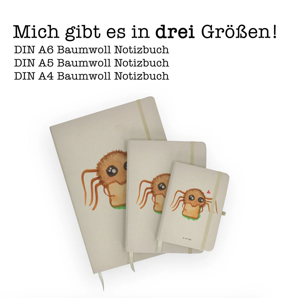 Baumwoll Notizbuch Spinne Agathe Sandwich Notizen, Eintragebuch, Tagebuch, Notizblock, Adressbuch, Journal, Kladde, Skizzenbuch, Notizheft, Schreibbuch, Schreibheft, Spinne Agathe, Spinne, Agathe, Videos, Merchandise, Glück, Mut, Hungrig, Verfressen, Lebensfreude, Alles wird gut, Hunger