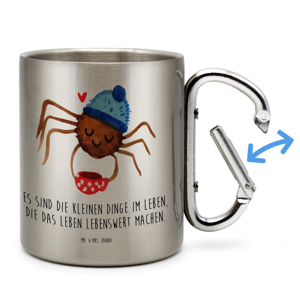 Edelstahlbecher Spinne Agathe Kaffee Edelstahltasse, Karabiner, Edelstahlbecher, Outdoor, Camping, Tasse, Becher, Spinne Agathe, Spinne, Agathe, Videos, Merchandise, Kaffee, Morgen, Morgenmuffel, Lebensweisheiten, Weiser Spruch