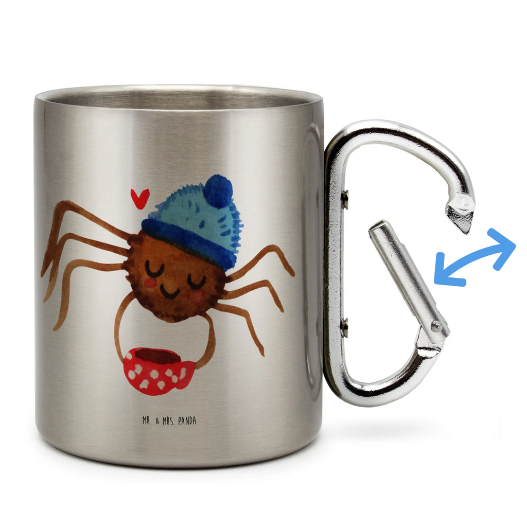 Edelstahlbecher Spinne Agathe Kaffee Edelstahltasse, Karabiner, Edelstahlbecher, Outdoor, Camping, Tasse, Becher, Spinne Agathe, Spinne, Agathe, Videos, Merchandise, Kaffee, Morgen, Morgenmuffel, Lebensweisheiten, Weiser Spruch