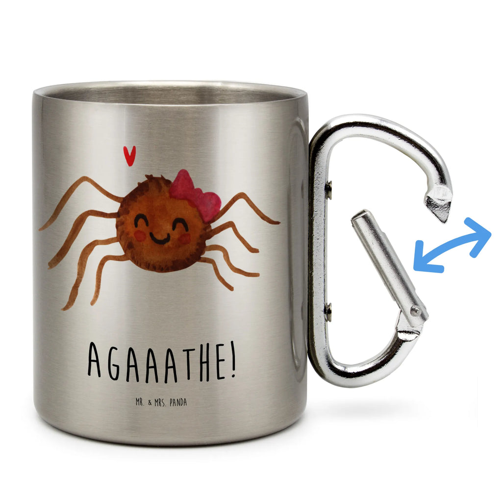 Edelstahlbecher Spinne Agathe Freude Edelstahltasse, Karabiner, Edelstahlbecher, Outdoor, Camping, Tasse, Becher, Spinne Agathe, Spinne, Agathe, Videos, Merchandise, Viral, Viraler Hit, Trend, Beliebte Spinne