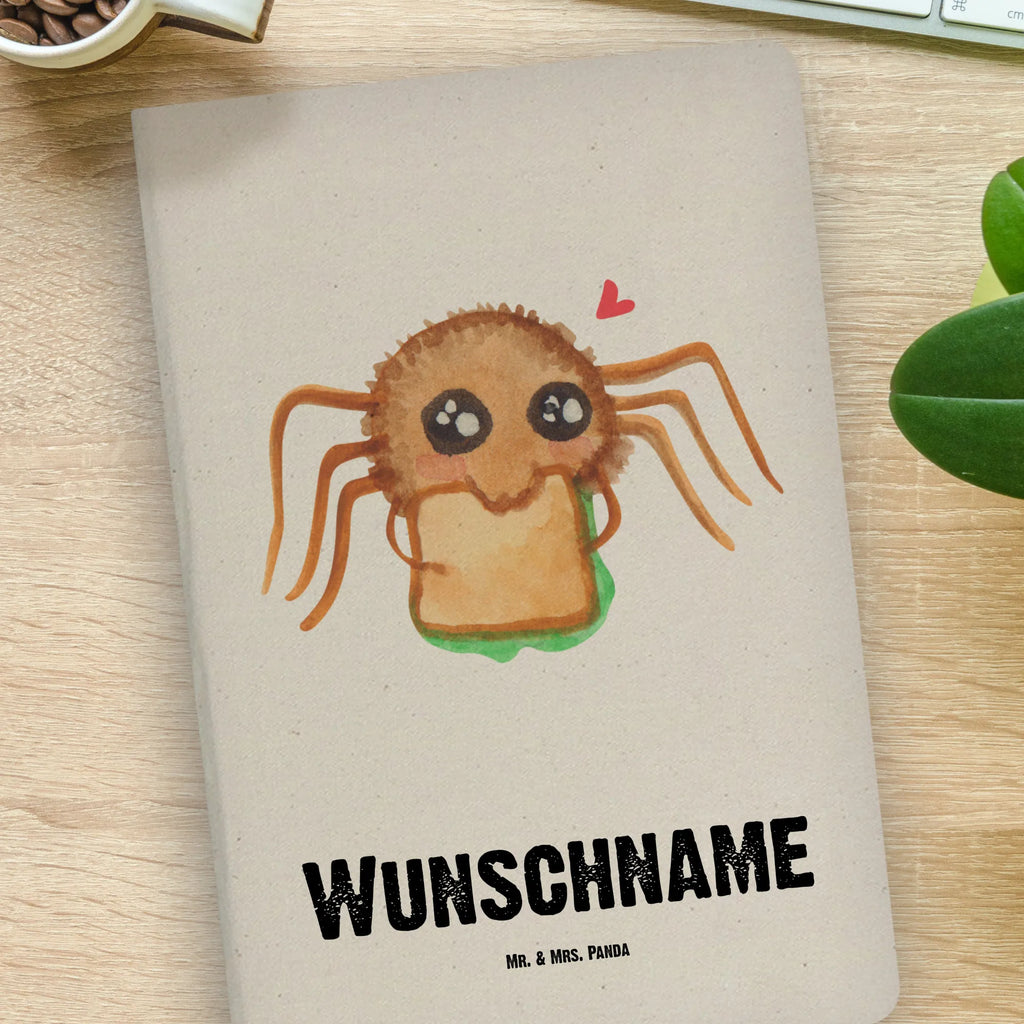 DIN A4 Personalisiertes Notizbuch Spinne Agathe Sandwich Personalisiertes Notizbuch, Notizbuch mit Namen, Notizbuch bedrucken, Personalisierung, Namensbuch, Namen, Spinne Agathe, Spinne, Agathe, Videos, Merchandise, Glück, Mut, Hungrig, Verfressen, Lebensfreude, Alles wird gut, Hunger