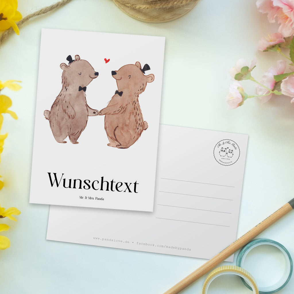 Personalisierte Postkarte Bären Pärchen Gay Pride Postkarte mit Namen, Postkarte bedrucken, Postkarte mit Wunschtext, Postkarte personalisierbar, Geschenkkarte mit Namen, Grußkarte mit Namen, Karte mit Namen, Einladung mit Namen, Ansichtskarte mit Namen, Geschenkkarte mit Wunschtext, Grußkarte mit Wunschtext, Karte mit Wunschtext, Einladung mit Wunschtext, Ansichtskarte mit Wunschtext, Hochzeit, Hochzeitsgeschenk, Ehe, Hochzeitsfeier, Trauung, Trauungsgeschenk, Hochzeitskarte, Verlobungsfeier, Verlobungsgeschenk, Hochzeitsgeschenkideen, Hochzeitsgeschenke für Brautpaar