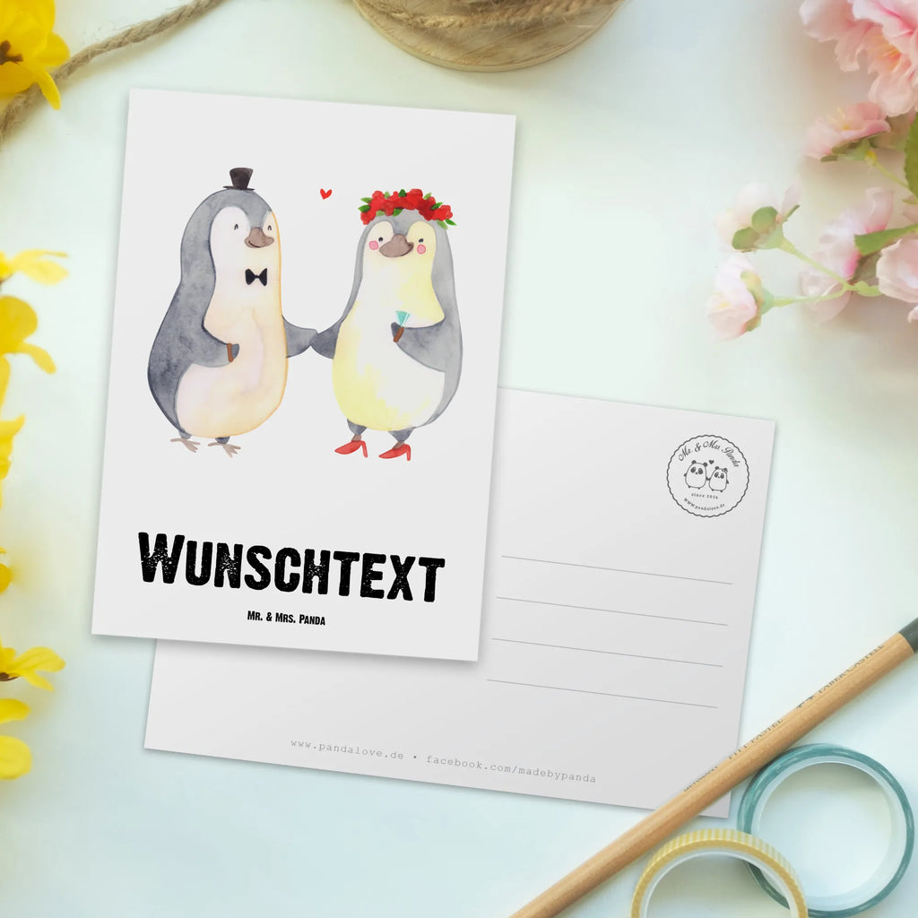 Personalisierte Postkarte Hochzeitspaar Pinguin Postkarte mit Namen, Postkarte bedrucken, Postkarte mit Wunschtext, Postkarte personalisierbar, Geschenkkarte mit Namen, Grußkarte mit Namen, Karte mit Namen, Einladung mit Namen, Ansichtskarte mit Namen, Geschenkkarte mit Wunschtext, Grußkarte mit Wunschtext, Karte mit Wunschtext, Einladung mit Wunschtext, Ansichtskarte mit Wunschtext, Hochzeit, Hochzeitsgeschenk, Ehe, Hochzeitsfeier, Trauung, Trauungsgeschenk, Hochzeitskarte, Verlobungsfeier, Verlobungsgeschenk, Hochzeitsgeschenkideen, Hochzeitsgeschenke für Brautpaar, Pinguin, Pinguine, Hochzeitstag, geschenkidee Hochzeit, Gastgeschenk