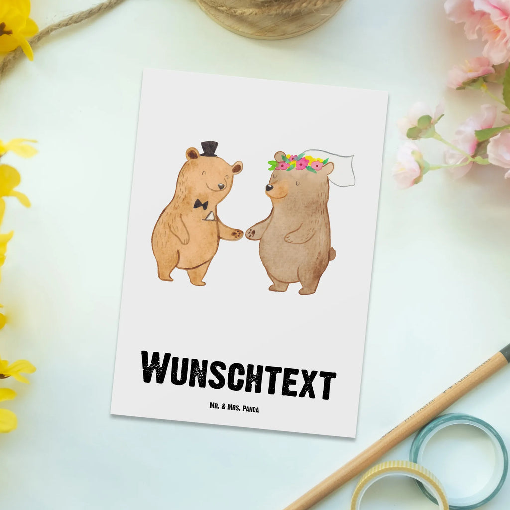 Personalisierte Postkarte Bären Heirat Postkarte mit Namen, Postkarte bedrucken, Postkarte mit Wunschtext, Postkarte personalisierbar, Geschenkkarte mit Namen, Grußkarte mit Namen, Karte mit Namen, Einladung mit Namen, Ansichtskarte mit Namen, Geschenkkarte mit Wunschtext, Grußkarte mit Wunschtext, Karte mit Wunschtext, Einladung mit Wunschtext, Ansichtskarte mit Wunschtext, Hochzeit, Hochzeitsgeschenk, Ehe, Hochzeitsfeier, Trauung, Trauungsgeschenk, Hochzeitskarte, Verlobungsfeier, Verlobungsgeschenk, Hochzeitsgeschenkideen, Hochzeitsgeschenke für Brautpaar, Hochzeitstag, Geschenk zur Hochzeit