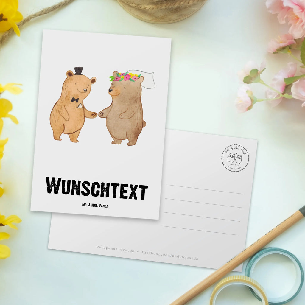 Personalisierte Postkarte Bären Heirat Postkarte mit Namen, Postkarte bedrucken, Postkarte mit Wunschtext, Postkarte personalisierbar, Geschenkkarte mit Namen, Grußkarte mit Namen, Karte mit Namen, Einladung mit Namen, Ansichtskarte mit Namen, Geschenkkarte mit Wunschtext, Grußkarte mit Wunschtext, Karte mit Wunschtext, Einladung mit Wunschtext, Ansichtskarte mit Wunschtext, Hochzeit, Hochzeitsgeschenk, Ehe, Hochzeitsfeier, Trauung, Trauungsgeschenk, Hochzeitskarte, Verlobungsfeier, Verlobungsgeschenk, Hochzeitsgeschenkideen, Hochzeitsgeschenke für Brautpaar, Hochzeitstag, Geschenk zur Hochzeit