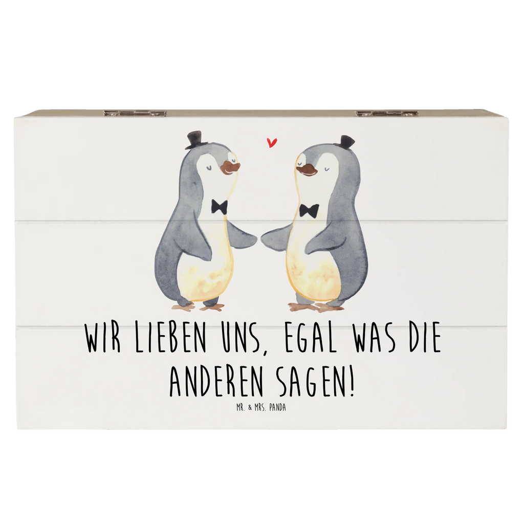 Holzkiste Pinguin Pärchen Gay Pride Holzkiste, Kiste, Schatzkiste, Truhe, Schatulle, XXL, Erinnerungsbox, Erinnerungskiste, Dekokiste, Aufbewahrungsbox, Geschenkbox, Geschenkdose, Hochzeit, Hochzeitsgeschenk, Ehe, Hochzeitsfeier, Trauung, Trauungsgeschenk, Hochzeitskarte, Verlobungsfeier, Verlobungsgeschenk, Hochzeitsgeschenkideen, Hochzeitsgeschenke für Brautpaar