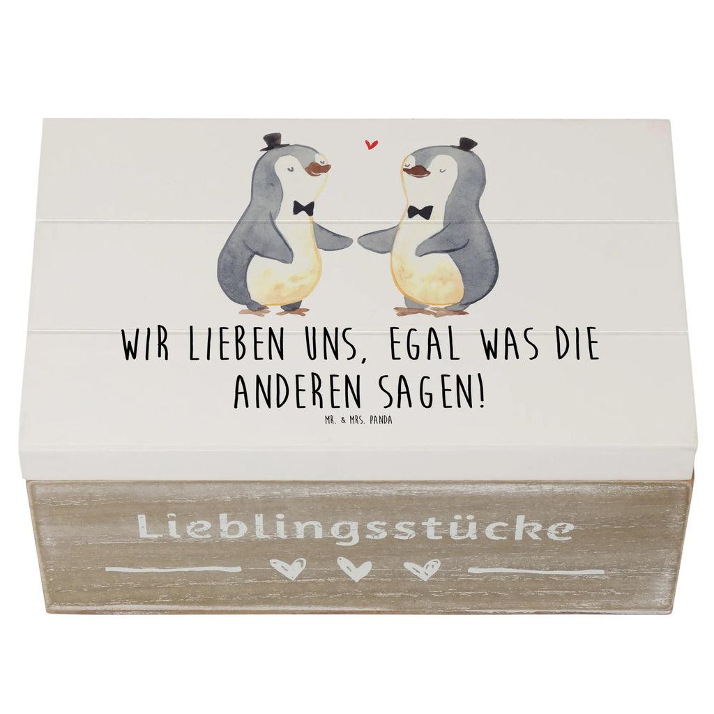 Holzkiste Pinguin Pärchen Gay Pride Holzkiste, Kiste, Schatzkiste, Truhe, Schatulle, XXL, Erinnerungsbox, Erinnerungskiste, Dekokiste, Aufbewahrungsbox, Geschenkbox, Geschenkdose, Hochzeit, Hochzeitsgeschenk, Ehe, Hochzeitsfeier, Trauung, Trauungsgeschenk, Hochzeitskarte, Verlobungsfeier, Verlobungsgeschenk, Hochzeitsgeschenkideen, Hochzeitsgeschenke für Brautpaar