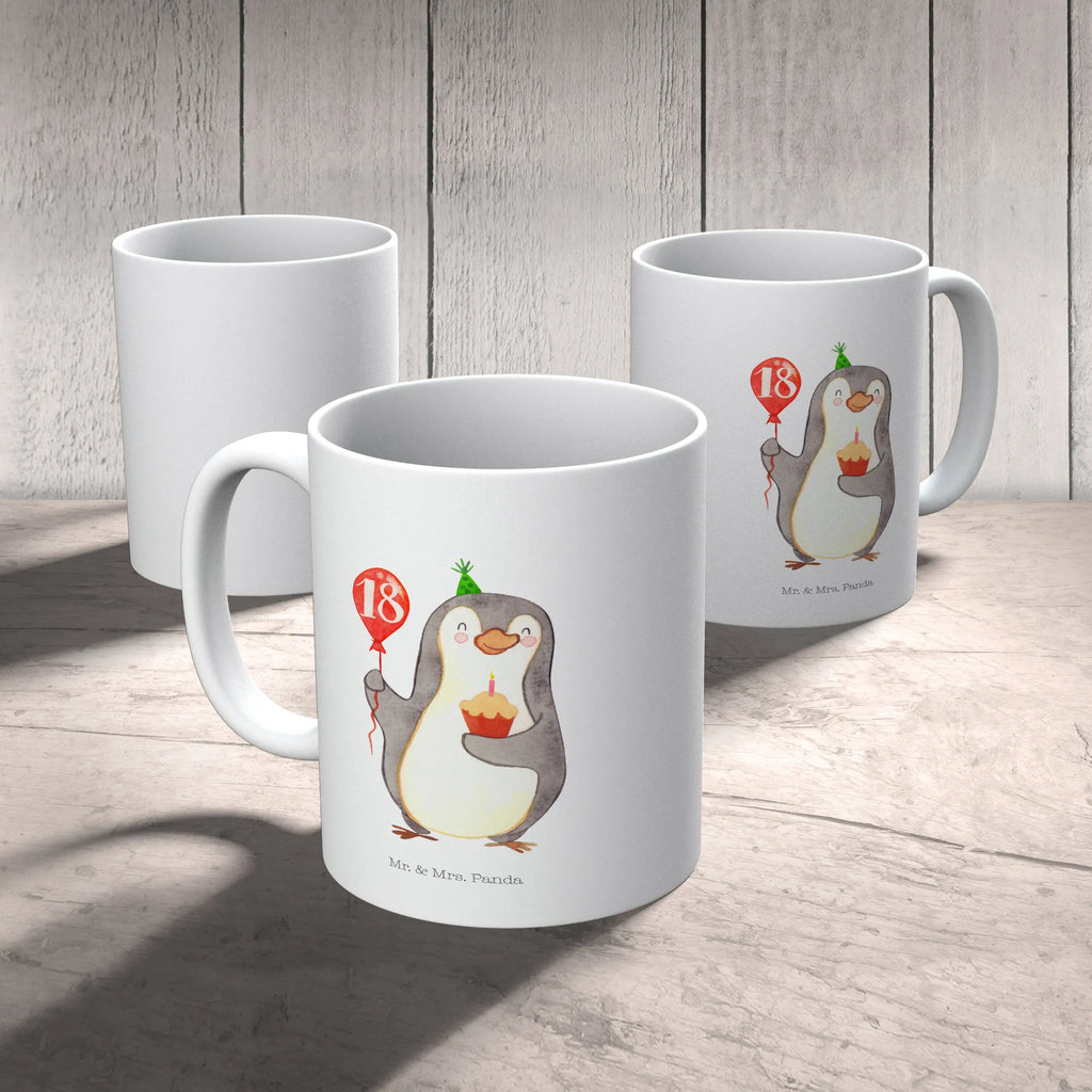 Tasse 18. Geburtstag Pinguin Luftballon Tasse, Kaffeetasse, Teetasse, Becher, Kaffeebecher, Teebecher, Keramiktasse, Porzellantasse, Büro Tasse, Geschenk Tasse, Tasse Sprüche, Tasse Motive, Kaffeetassen, Tasse bedrucken, Designer Tasse, Cappuccino Tassen, Schöne Teetassen, Geburtstag, Geburtstagsgeschenk, Geschenk, Pinguin, Geburtstage, Happy Birthday, Geburtstagsfeier