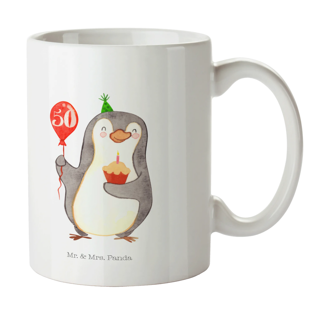 Tasse 50. Geburtstag Pinguin Luftballon Tasse, Kaffeetasse, Teetasse, Becher, Kaffeebecher, Teebecher, Keramiktasse, Porzellantasse, Büro Tasse, Geschenk Tasse, Tasse Sprüche, Tasse Motive, Kaffeetassen, Tasse bedrucken, Designer Tasse, Cappuccino Tassen, Schöne Teetassen, Geburtstag, Geburtstagsgeschenk, Geschenk, Pinguin, Geburtstage, Happy Birthday, Geburtstagsfeier