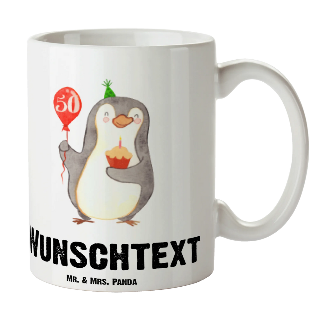 Personalisierte Tasse 50. Geburtstag Pinguin Luftballon Personalisierte Tasse, Namenstasse, Wunschname, Personalisiert, Tasse, Namen, Drucken, Tasse mit Namen, Geburtstag, Geburtstagsgeschenk, Geschenk, Pinguin, Geburtstage, Happy Birthday, Geburtstagsfeier