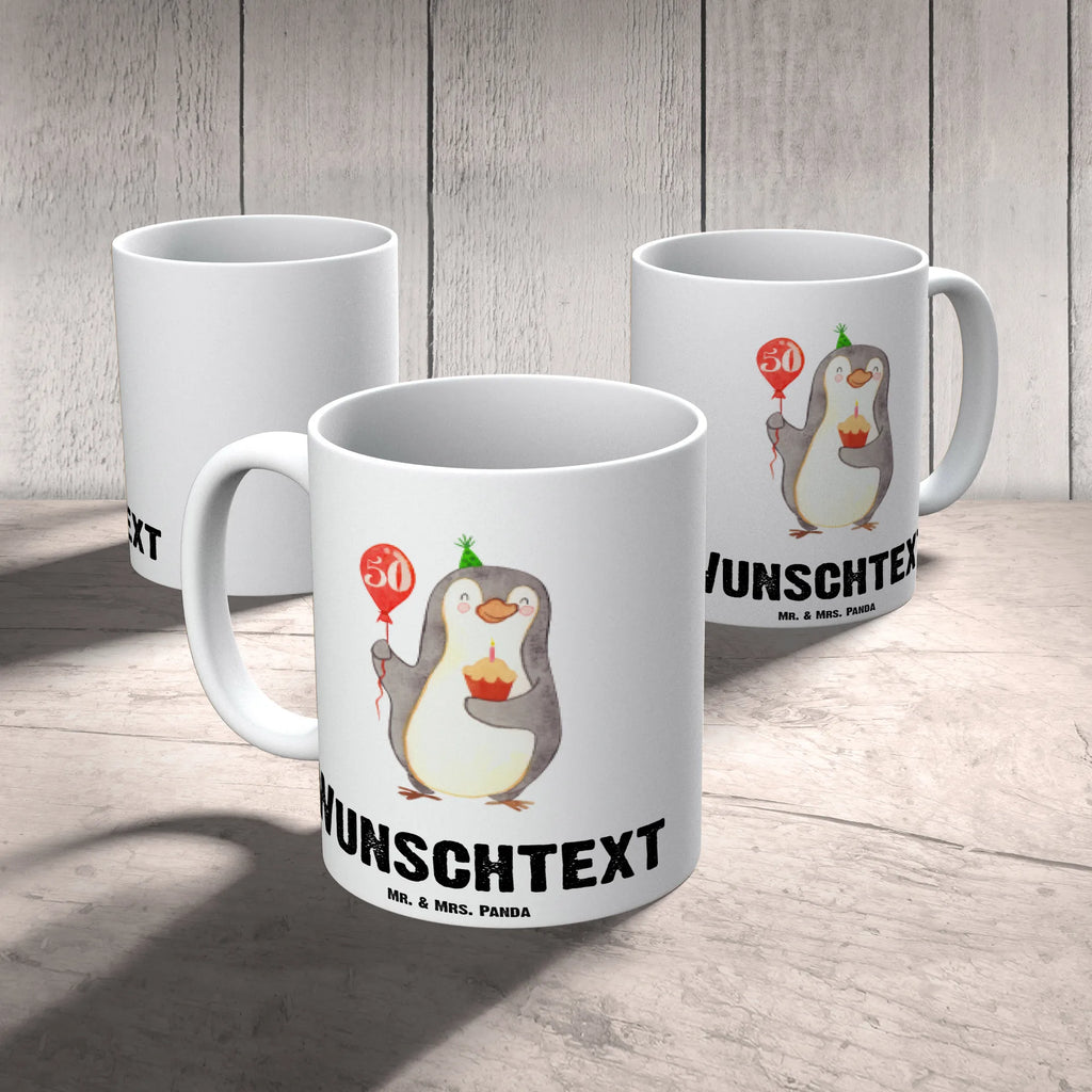 Personalisierte Tasse 50. Geburtstag Pinguin Luftballon Personalisierte Tasse, Namenstasse, Wunschname, Personalisiert, Tasse, Namen, Drucken, Tasse mit Namen, Geburtstag, Geburtstagsgeschenk, Geschenk, Pinguin, Geburtstage, Happy Birthday, Geburtstagsfeier