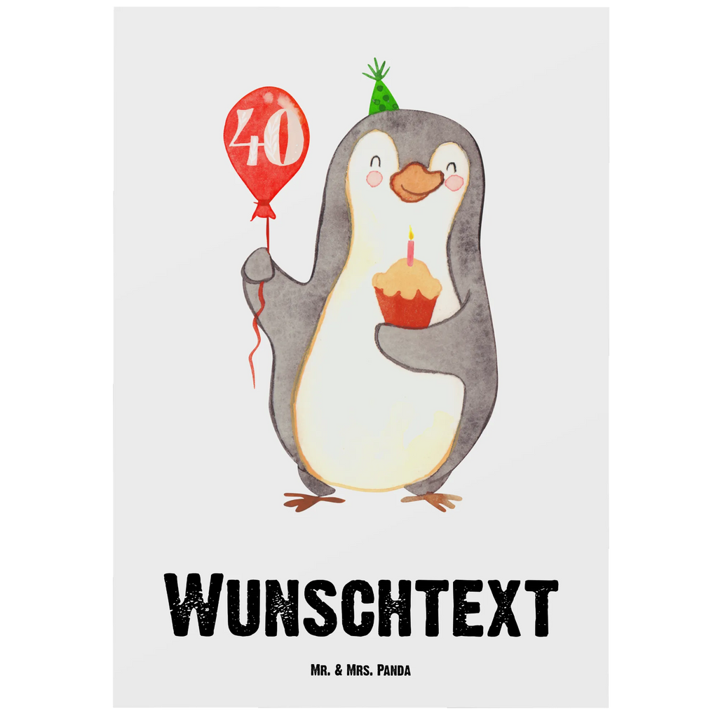 Personalisierte Postkarte 40. Geburtstag Pinguin Luftballon Postkarte mit Namen, Postkarte bedrucken, Postkarte mit Wunschtext, Postkarte personalisierbar, Geschenkkarte mit Namen, Grußkarte mit Namen, Karte mit Namen, Einladung mit Namen, Ansichtskarte mit Namen, Geschenkkarte mit Wunschtext, Grußkarte mit Wunschtext, Karte mit Wunschtext, Einladung mit Wunschtext, Ansichtskarte mit Wunschtext, Geburtstag, Geburtstagsgeschenk, Geschenk, Pinguin, Geburtstage, Happy Birthday, Geburtstagsfeier