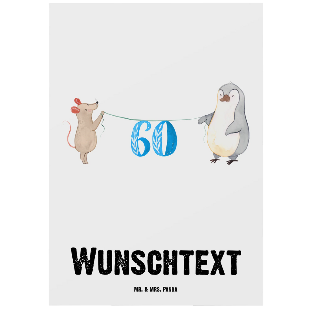 Personalisierte Postkarte 60. Geburtstag Maus Pinguin Postkarte mit Namen, Postkarte bedrucken, Postkarte mit Wunschtext, Postkarte personalisierbar, Geschenkkarte mit Namen, Grußkarte mit Namen, Karte mit Namen, Einladung mit Namen, Ansichtskarte mit Namen, Geschenkkarte mit Wunschtext, Grußkarte mit Wunschtext, Karte mit Wunschtext, Einladung mit Wunschtext, Ansichtskarte mit Wunschtext, Geburtstag, Geburtstagsgeschenk, Geschenk, Party, Feiern, Torte, Kuchen