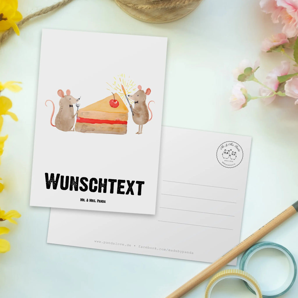 Personalisierte Postkarte Mäuse Kuchen Postkarte mit Namen, Postkarte bedrucken, Postkarte mit Wunschtext, Postkarte personalisierbar, Geschenkkarte mit Namen, Grußkarte mit Namen, Karte mit Namen, Einladung mit Namen, Ansichtskarte mit Namen, Geschenkkarte mit Wunschtext, Grußkarte mit Wunschtext, Karte mit Wunschtext, Einladung mit Wunschtext, Ansichtskarte mit Wunschtext, Geburtstag, Geburtstagsgeschenk, Geschenk, Kuchen, Maus, Mäuse, Party, Leben, Glück