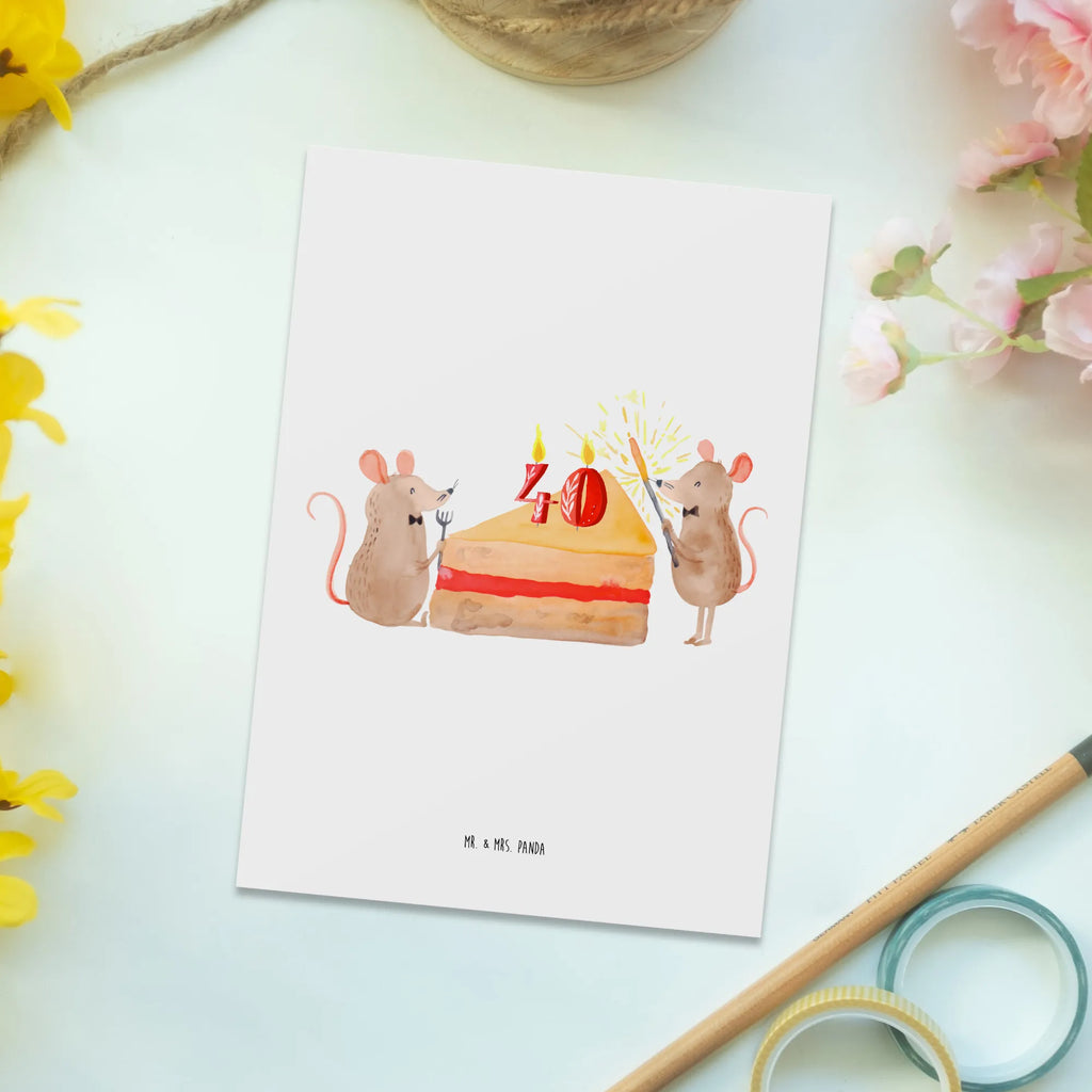 Postkarte 40. Geburtstag Mäuse Kuchen Postkarte, Karte, Geschenkkarte, Grußkarte, Einladung, Ansichtskarte, Geburtstagskarte, Einladungskarte, Dankeskarte, Ansichtskarten, Einladung Geburtstag, Einladungskarten Geburtstag, Geburtstag, Geburtstagsgeschenk, Geschenk, Maus, Geburtstage, Happy Birthday, Geburtstagsfeier