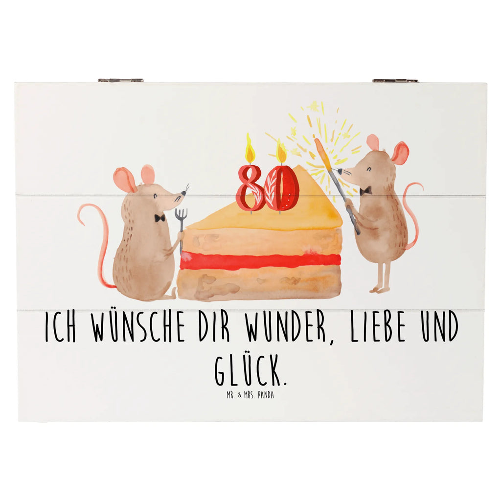 Holzkiste 80. Geburtstag Mäuse Kuchen Holzkiste, Kiste, Schatzkiste, Truhe, Schatulle, XXL, Erinnerungsbox, Erinnerungskiste, Dekokiste, Aufbewahrungsbox, Geschenkbox, Geschenkdose, Geburtstag, Geburtstagsgeschenk, Geschenk, Maus, Geburtstage, Happy Birthday, Geburtstagsfeier