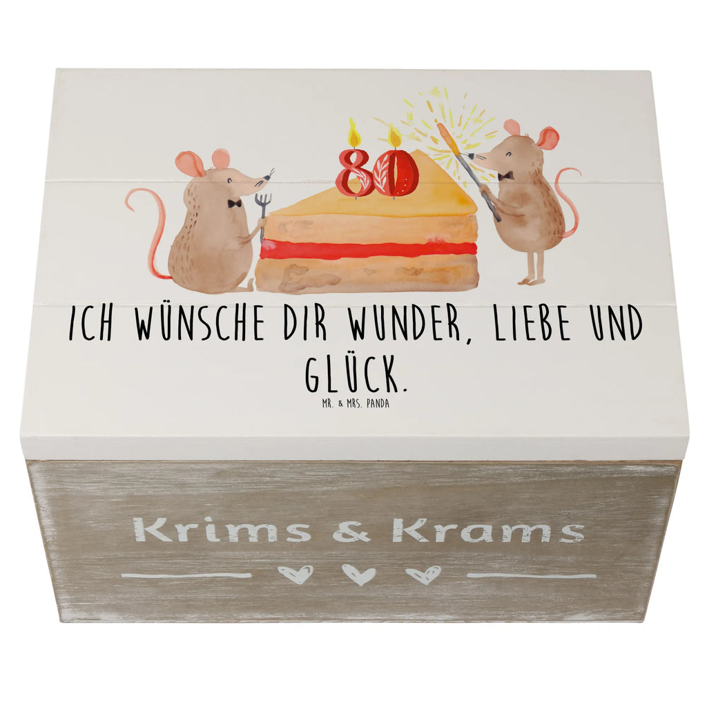 Holzkiste 80. Geburtstag Mäuse Kuchen Holzkiste, Kiste, Schatzkiste, Truhe, Schatulle, XXL, Erinnerungsbox, Erinnerungskiste, Dekokiste, Aufbewahrungsbox, Geschenkbox, Geschenkdose, Geburtstag, Geburtstagsgeschenk, Geschenk, Maus, Geburtstage, Happy Birthday, Geburtstagsfeier