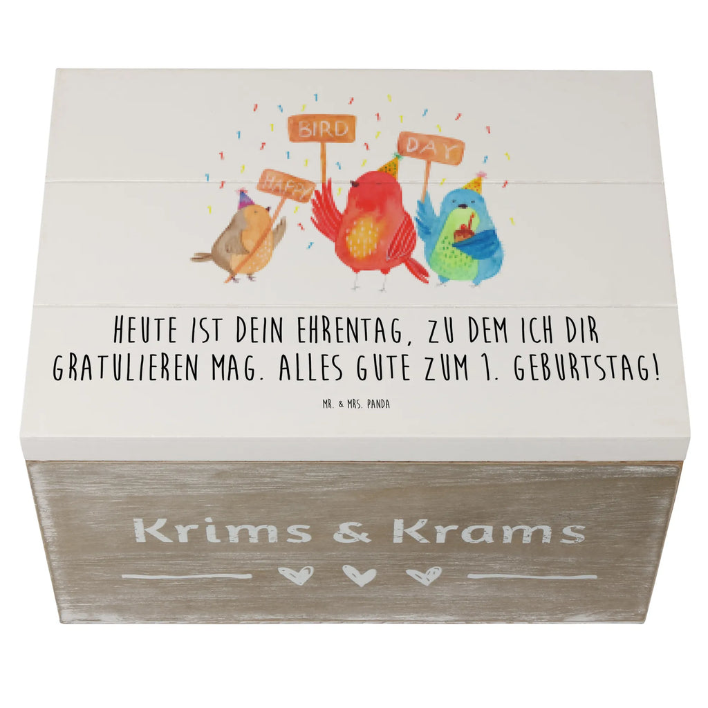 Holzkiste 1. Geburtstag Happy Bird Day Holzkiste, Kiste, Schatzkiste, Truhe, Schatulle, XXL, Erinnerungsbox, Erinnerungskiste, Dekokiste, Aufbewahrungsbox, Geschenkbox, Geschenkdose, Geburtstag, Geburtstagsgeschenk, Geschenk, zum, Party, Feier, schenken, für